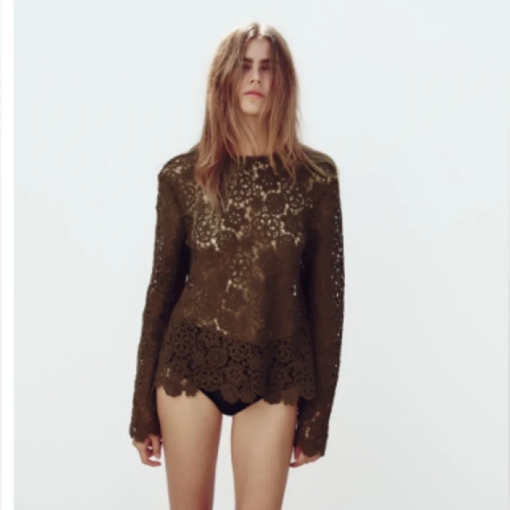 ZARA crochet top, Elegant Brown Crochet size medium - Picture 2 of 11
